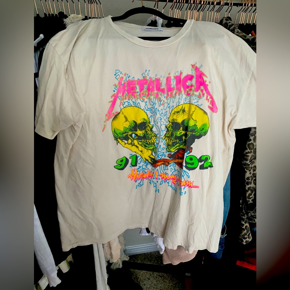 Daydreamer Cream Graphic Tee with Neon Accents